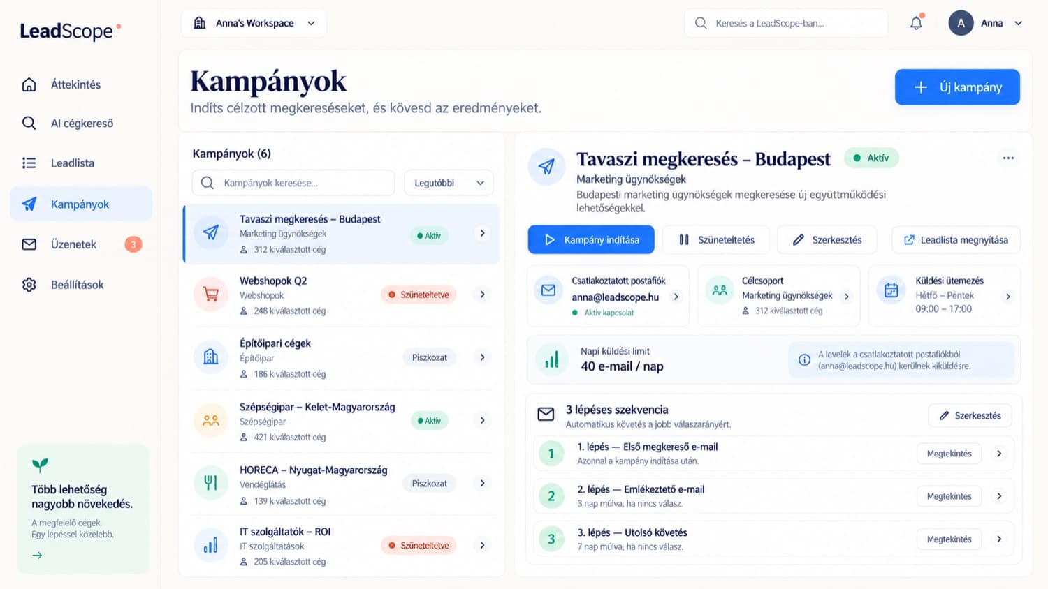 Automatikus küldés napi 40-es limittel
